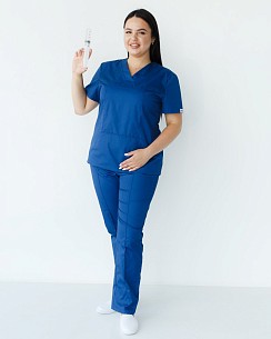 Медичний костюм жіночий Топаз синій +SIZE